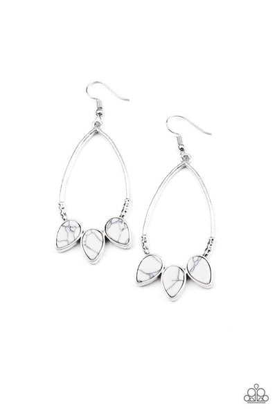 Paparazzi Fierce Frontier - White Earrings