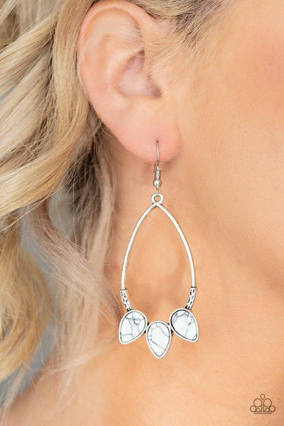 Paparazzi Fierce Frontier - White Earrings