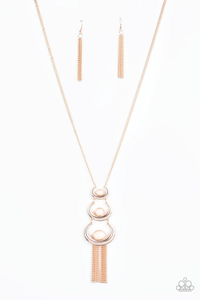 Paparazzi As MOON As I Can - Rose Gold Necklace