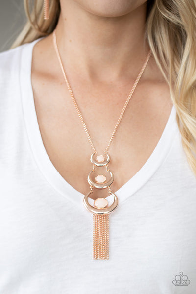 Paparazzi As MOON As I Can - Rose Gold Necklace