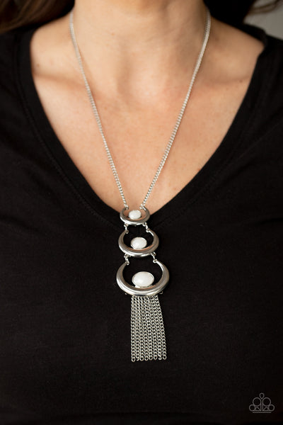 Paparazzi As MOON As I Can - White Necklace