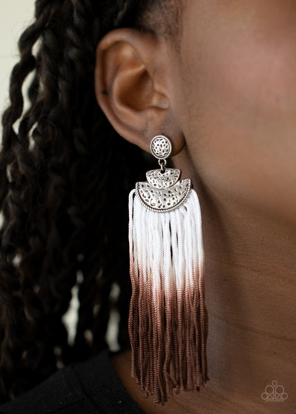 Paparazzi DIP It Up - Brown Earrings