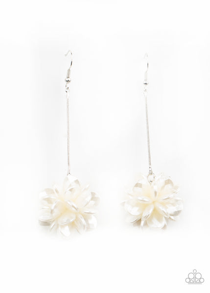Paparazzi Swing Big - White Earrings