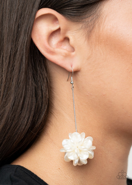 Paparazzi Swing Big - White Earrings