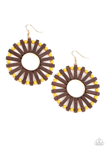 Paparazzi Solar Flare - Yellow Earrings