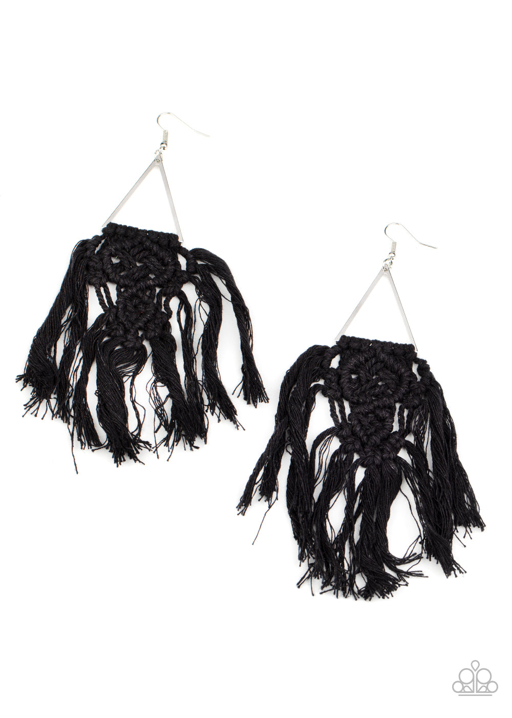 Paparazzi Modern Day Macrame - Black Earrings
