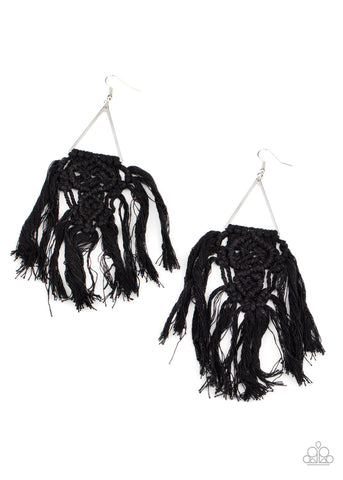 Paparazzi Modern Day Macrame - Black Earrings