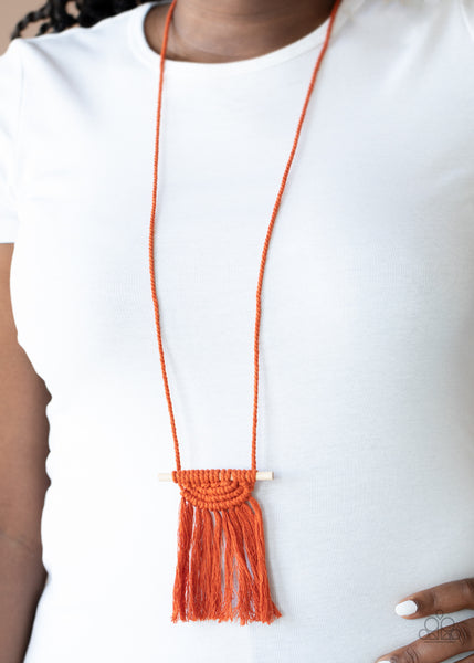 Paparazzi Between You and MACRAME - Orange Necklace