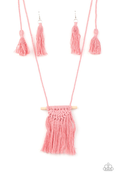 Paparazzi Between You and MACRAME - Pink Necklace