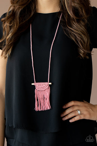 Paparazzi Between You and MACRAME - Pink Necklace
