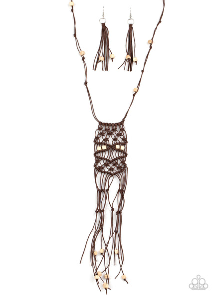 Paparazzi Macrame Majesty - Brown Necklace