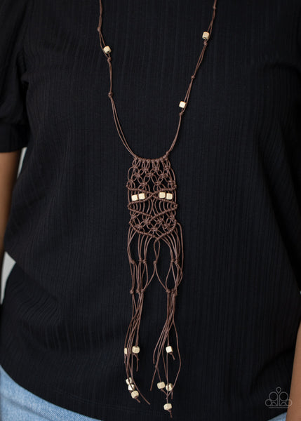 Paparazzi Macrame Majesty - Brown Necklace