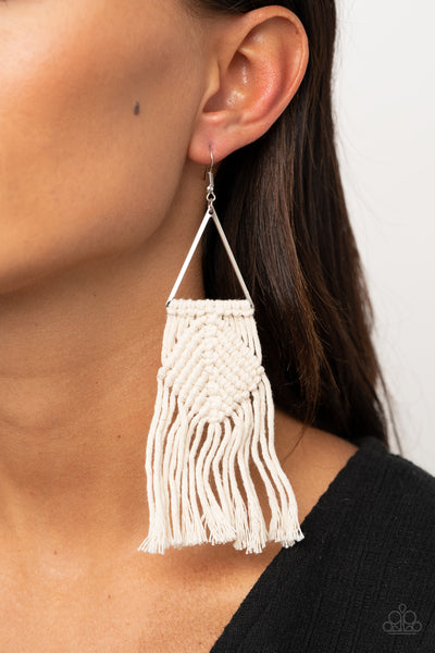 Paparazzi Macrame Jungle - White Earrings