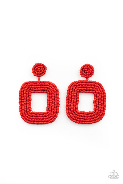 Paparazzi Beaded Bella - Red Earrings