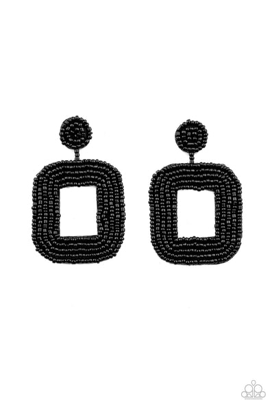 Paparazzi Beaded Bella - Black Earrings