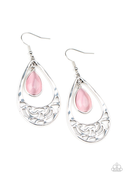 Paparazzi DEW You Feel Me? - Pink Earrings