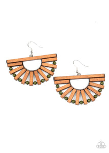 Paparazzi Wooden Wonderland - Green Earrings