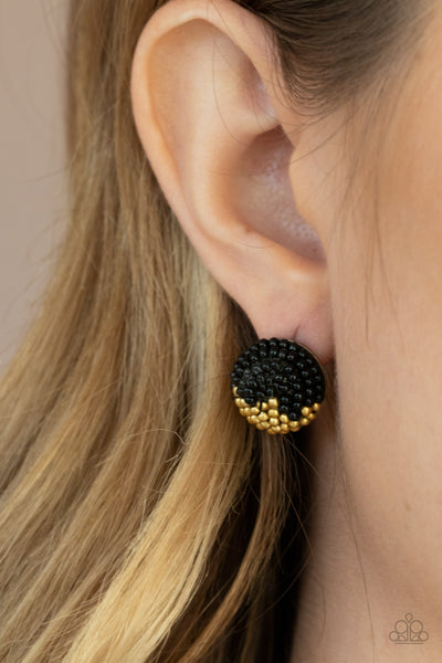 Paparazzi As Happy As Can BEAD - Black Earrings