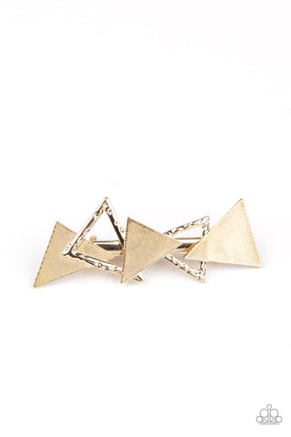 Paparazzi Know All The TRIANGLES - Gold Hair Clip