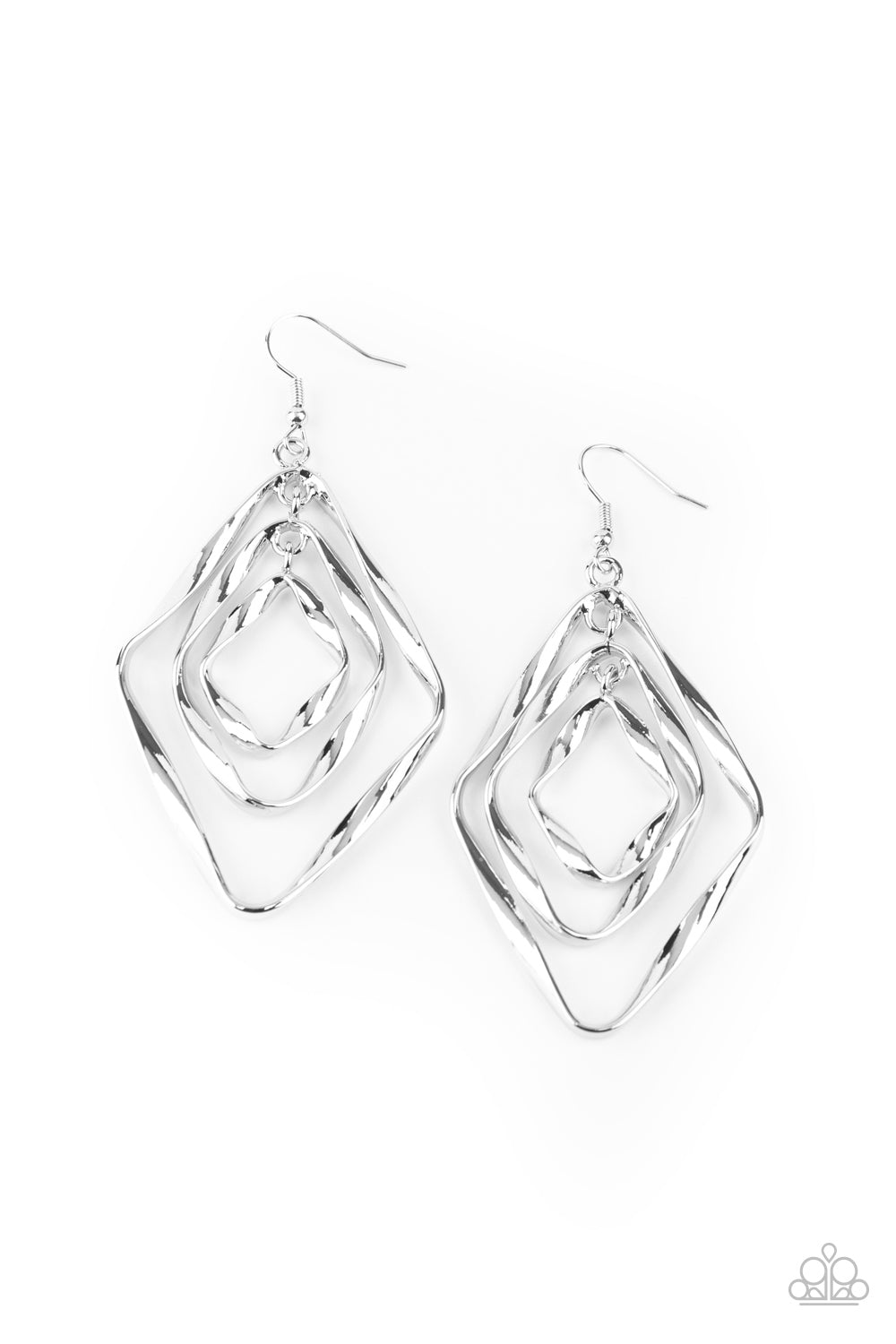 Paparazzi Retro Resplendence - Silver Earrings