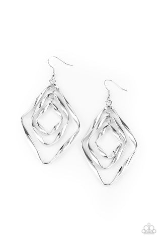 Paparazzi Retro Resplendence - Silver Earrings