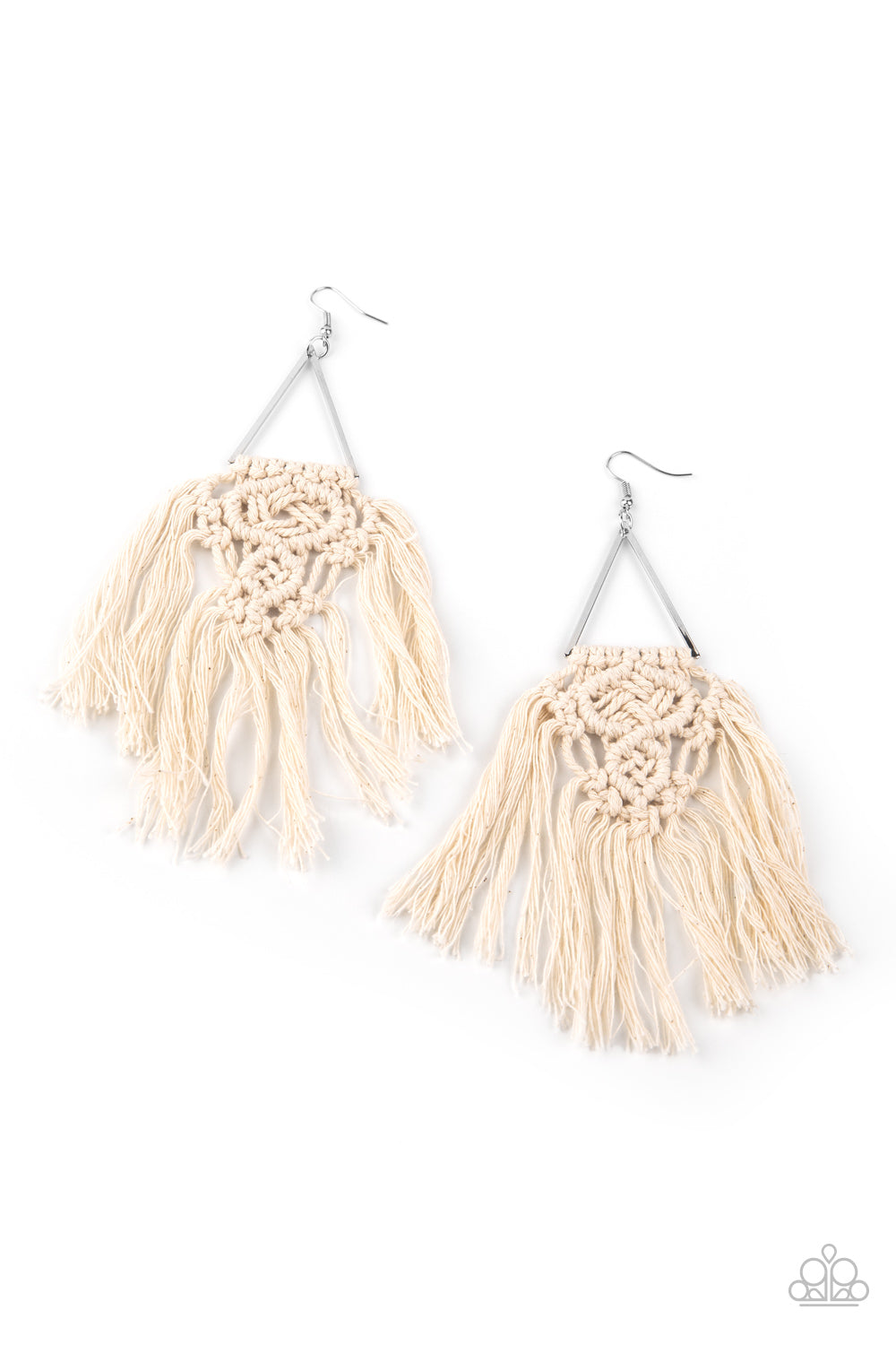 Paparazzi Modern Day Macrame - White Earrings