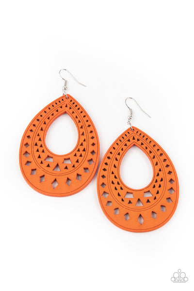 Paparazzi Belize Beauty - Orange Earrings