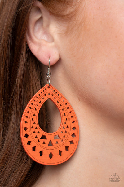 Paparazzi Belize Beauty - Orange Earrings