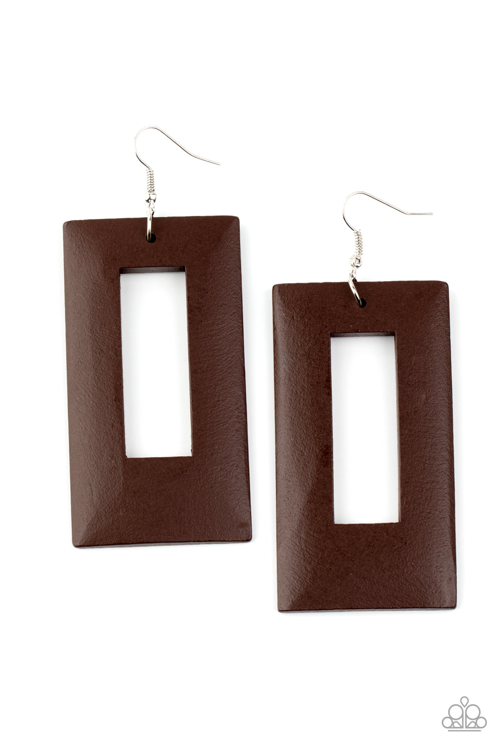 Paparazzi Totally Framed - Brown Earrings