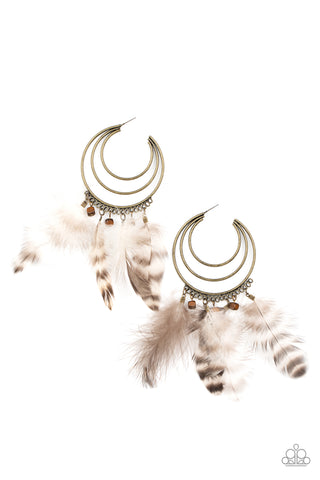 Paparazzi Freely Free Bird - Brass Earrings