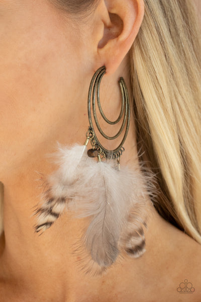 Paparazzi Freely Free Bird - Brass Earrings