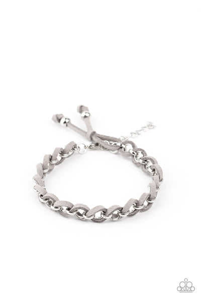 Paparazzi SUEDE Side to Side - Silver Bracelet