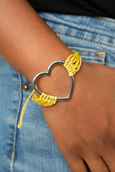 Paparazzi Playing With My HEARTSTRINGS - Yellow Bracelet