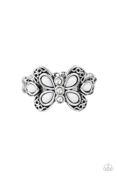 Paparazzi Boho Butterfly - White Ring