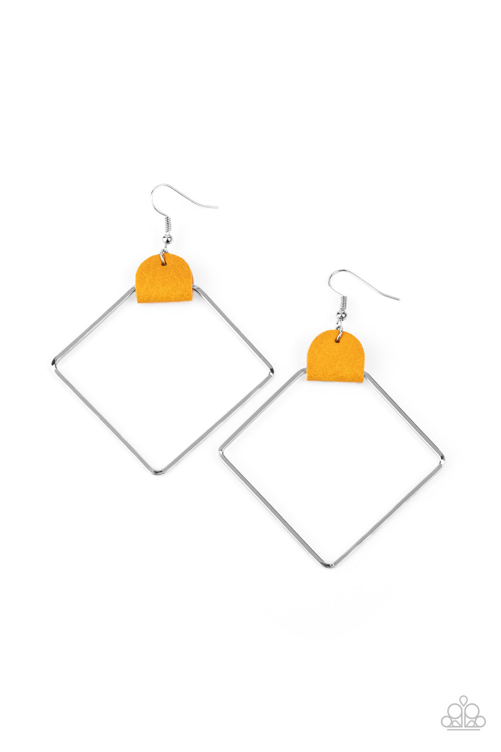 Paparazzi Friends of a LEATHER - Yellow Earrings
