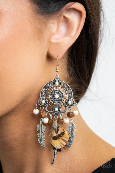 Paparazzi Desert Plains - White Earrings