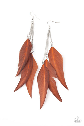 Paparazzi West Side Western - Brown Earrings
