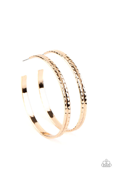 Paparazzi TREAD All About It - Gold Earrings