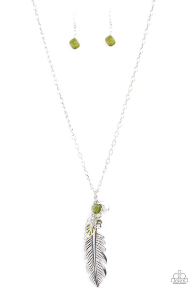 Paparazzi Feather Flair - Green Necklace