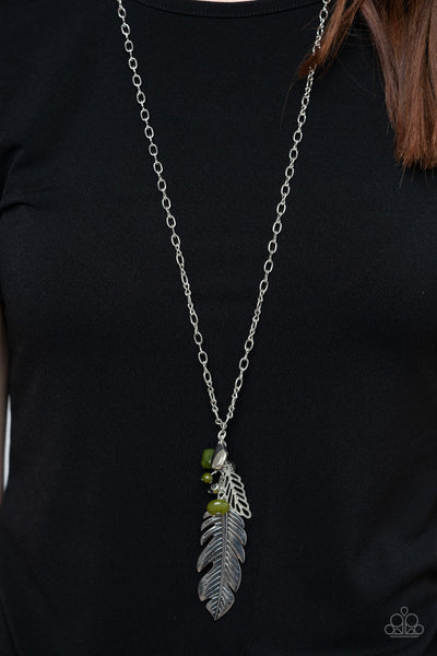 Paparazzi Feather Flair - Green Necklace