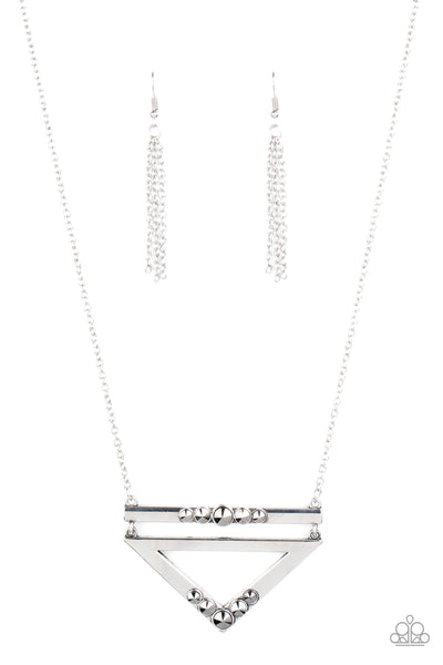 Paparazzi Triangulated Twinkle - Silver Necklace