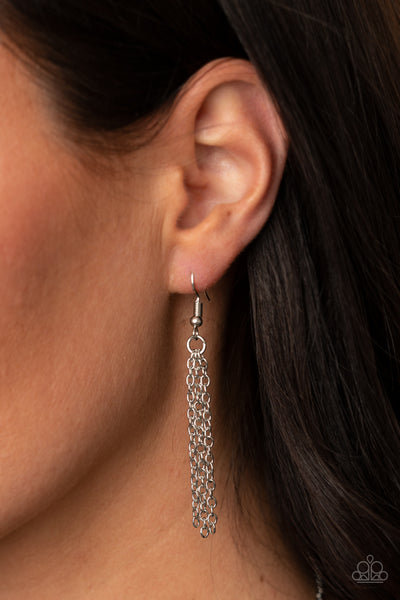 Paparazzi Triangulated Twinkle - Silver Necklace
