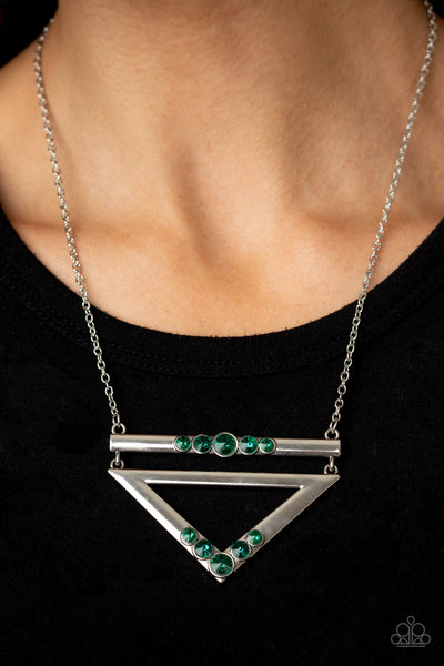 Paparazzi Triangulated Twinkle - Green Necklace