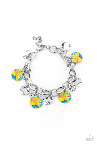 Paparazzi Teasingly Tie Dye - Yellow Bracelet