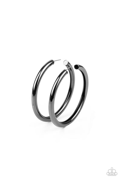 Paparazzi Curve Ball - Black Earrings
