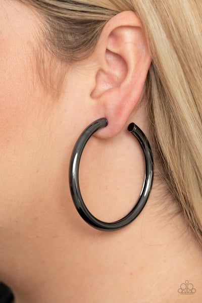 Paparazzi Curve Ball - Black Earrings