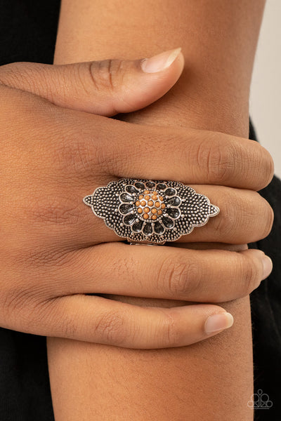 Paparazzi Wildly Wallflower - Brown Ring