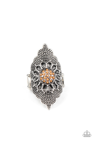 Paparazzi Wildly Wallflower - Brown Ring