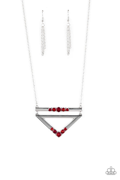 Paparazzi Triangulated Twinkle - Red Necklace