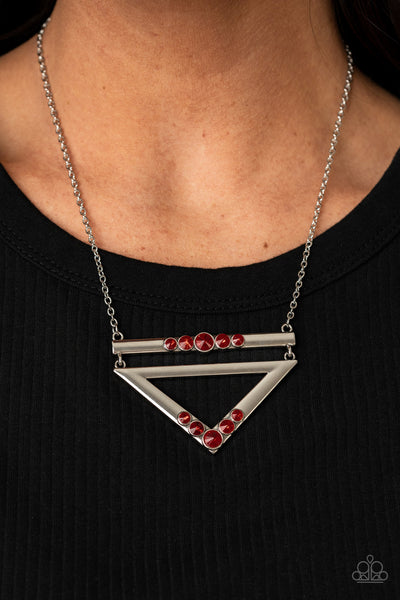 Paparazzi Triangulated Twinkle - Red Necklace